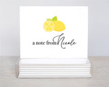 Lemon-Themed Personalized Folded Notecards with Envelopes 🍋