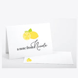 Lemon-Themed Personalized Folded Notecards with Envelopes 🍋