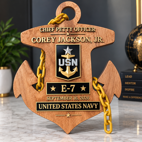 Personalized Navy Chief Petty Officer E-7 Anchor | Custom Promotion Gift
