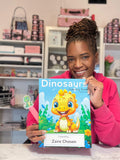 Personalized Dinosaurs Coloring Book with Stickers and Practice Tracing Page