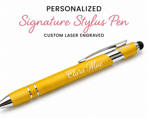 Personalized Signature Stylus Pen | Laser Engraved Metal Pen | Custom Name Gift